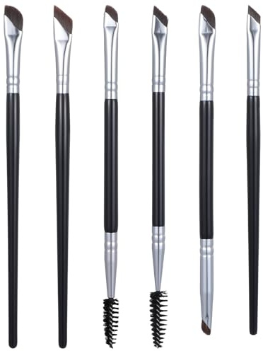 6 Stück Abgewinkelter Augenbrauen Bürste, Doppelseitige Eyeliner Pinsel Set, Ultra Dünne Präzisions Augenpinsel, Flache Fein Abgewinkelt Ultradünn Augenpinsel