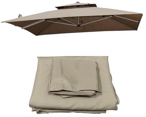 Quadratischer Sonnenschirm Ersatzdach Ersatzschirmoberteil for Ampelschirm/Gartenschirm/Marktschirm(Kaki,250x250cm)