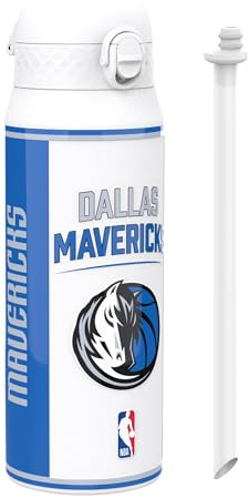 Ion8 NBA Dallas Mavericks Gourde Thermique Avec Paille Amovible, 750ml/24oz, Bouteille Étanche À Isolation Sous Vide, Facile À Ouvrir, Verrou Sécurisé, Passe Au Lave-Vaisselle, Couvercle Rabattable