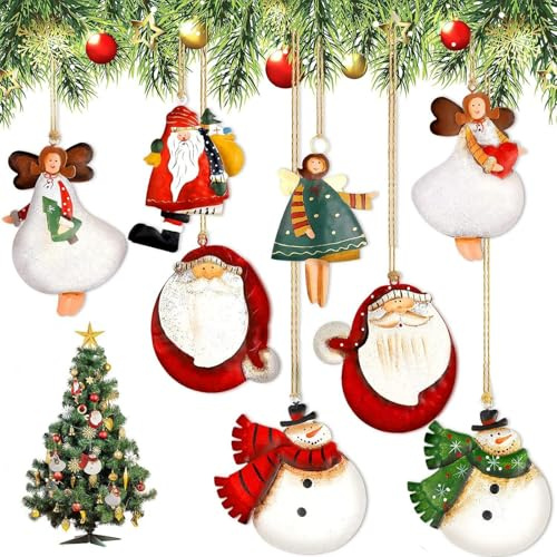 16 Stück Weihnachtsbaumschmuck 8 Stile, perfekt für Weihnachtsbaumdekoration, Weihnachtsanhänger, Christbaumschmuck mit klassischen Motiven, Geschenkverpackung und Festliche Heimdekoration