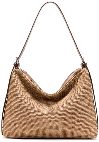 KALIDI Straw Bag for Women,Large Crossbody Beach Bag with Adjustable Shoulder Strap for Summer,Dating,Shopping,Travel,Daily