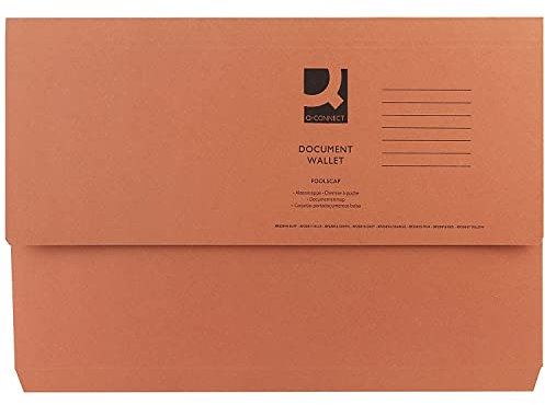 Q-Connect Document Wallet Foolscap Orange (Pack of 50)