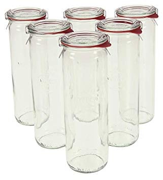 Weck Zylindergläser, 600 ml, 21 cm hoch, 6 Stück Klassisches Design, in Deutschland hergestellt. Modell 905.