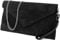 Genuine Italian Suede Leather Envelope Clutch Bags Party Wedding Purse Handbag Cross Body Bag CW01 (Black)