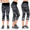 Formbelt Damen Tights 3 4 mit hohem Bund, Laufhose camoulfage Dreiviertel und bunten Marmor Design in XS