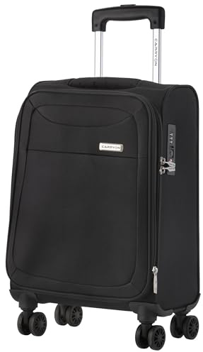 CarryOn Air Weicher Handgepäck Koffer 55cm - Stoffkoffer Erweiterbar Kabinentrolley 41 Liter TSA (Schwarz, Kleine)
