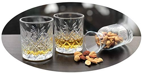 Topkapi 250.668 3-TLG Whisky-Set Dallas mit Zwei Whisky-Gläsern/Tumbler und Einer Karaffe, Retro-Design und Kristall-Look