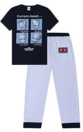 Marvel Mens Guardians of The Galaxy I am Groot Pyjamas (Large) Black