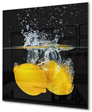 Aufkantung aus Hartglas – Glasrückwand – Rückwand für Küche und Bad BS09 Serie Wasserspritzer: Lemon In Water