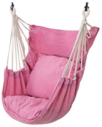 Hängesessel zum Aufhängen Erwachsene/Kinder, Hängestuhl Hängeschaukel Hängesitz für Indoor Outdoor Garten, Robuste Konstruktion (bis 150kg belastbar) (Color : Pink)