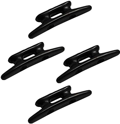 POFET 4pcs 3inch Black Nylon Closed Base Cleat Rope Cleat Suit for Marine Boat Dock Yacht Canoe Dinghy Accessories