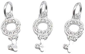 5 Sterling Silber Schlüssel Charms mit Zirkonia, glänzende Schlüssel Charms, 925 Silber Schlüssel Charms, Schlüsselarmband Charm, Schlüssel Halskette Charm