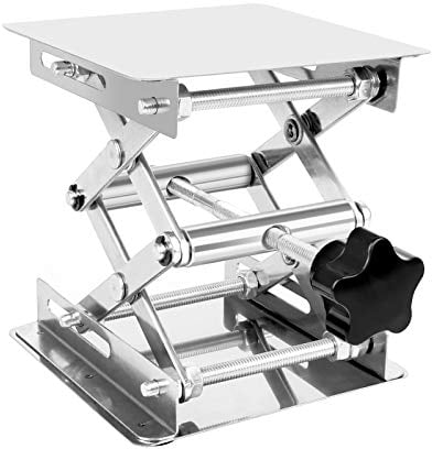 Fulushou Laborhubtisch Edelstahl Scientific Lab Jack 100 x 100mm Laborhubständer Hebeplattform Scherenhebebühne für Wissenschaftsexperiment, Tragkraft 10 kg