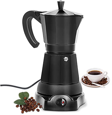 SHANGSKY Coffee Pot Electric Moka Pot 6 Cup, Espresso Coffee Maker Cafeteras Electricas Italian Coffee Maker Espresso Makers Portable Aluminum Electric Mocha Pot, Coffee Machine Moka Maker