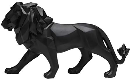 Vinbcorw Statue Löwe Origami Statue Harz Dekoration Statue Interieur Löwe Deko Schwarz/Weib Tiere In Harz Löwe Statuette Dekoration Design,Schwarz