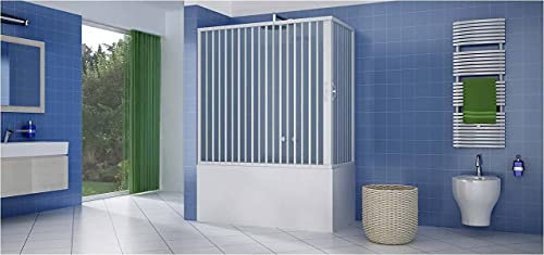 Easy Kit - Sopravasca Box vasca con due ante a soffietto, 70 x 160 cm, altezza 150 cm, in PVC, bianca, apertura angolare