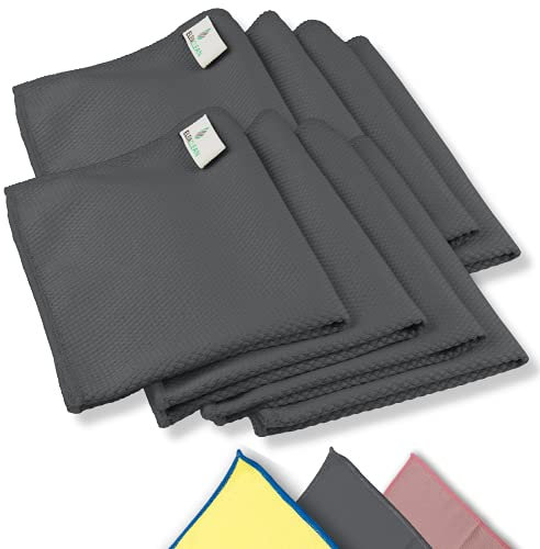 ELEXACLEAN Fenstertuch streifenfrei, Mikrofaser Fensterputztücher (8 Stück, 40x30 cm, anthrazit) Premium Glas Putztücher Auto für Innen & Außen