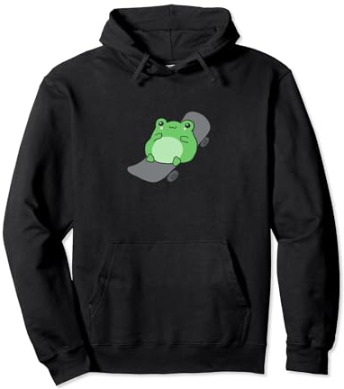 Netter Frosch auf Skateboard - Kawaii Ästhetischer Frosch Pullover Hoodie