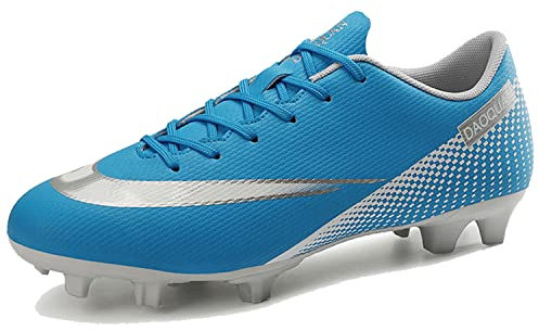 VTASQ Boys Football Boots Kids Soccer Athletics Training Shoes Cleats Shoes Teenager Outdoor Football Shoes Girls Breathable Sneakers Unisex Blue Size 4