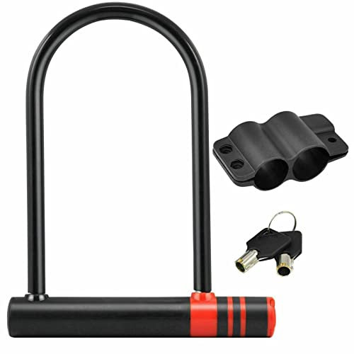 Bike U-Lock, 10mm Heavy Duty Combination Bicycle D Shackle Lock Strong Heavy Duty Security Anti Theft Lock Cycling Motorcycle Motorbike, 180 X 240mm, 2 Keys