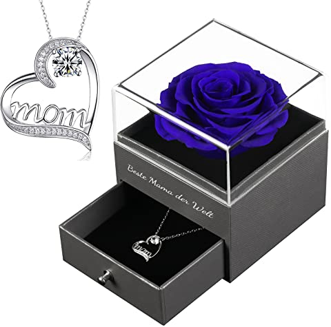 Yamonic Muttertagsgeschenke für Mama,Muttertag Rose Geschenke für Mama,Ewige Rose mit “MOM” Halskette,Beste Mama der Welt Mutter,Geschenke zum Muttertag,Geburtstagsgeschenke für Mama,Mutter Geschenk