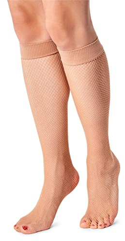 LORES Calcetines hasta la rodilla para mujer, estilo red, talla libre, patrón de diamante