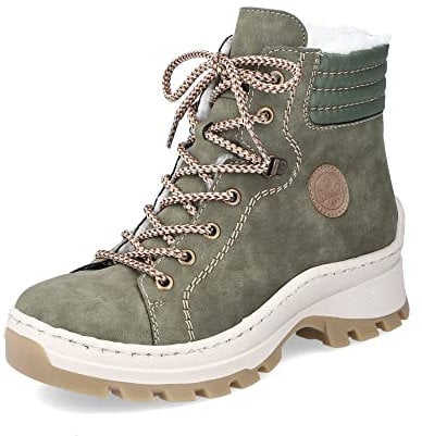 Rieker Damen Schnürstiefeletten X9334, Frauen Stiefeletten, lose Einlage,Stiefel,Bootee,Booties,halbstiefel,Kurzstiefel,grün (54),39 EU / 6 UK
