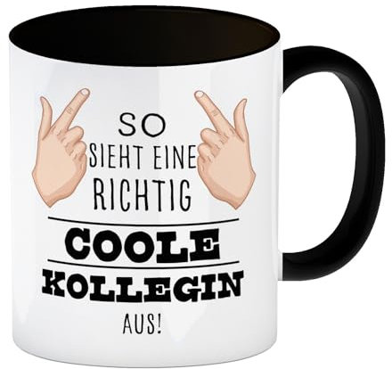 speecheese So sieht eine richtig coole Kollegin aus Kaffeebecher Schwarz für die Arbeit