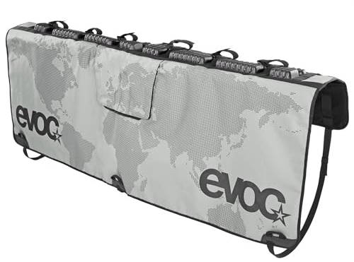EVOC TAILGATE PAD für Fahrradtransport im Pickup (Fahrradträger ohne Anhängerkupplung, Fixierung von 6 Bikes, Schnellzugriff zum Ladeklappenhebel, Bike - & Heckklappenschutz, Größe: XL), Steingrau