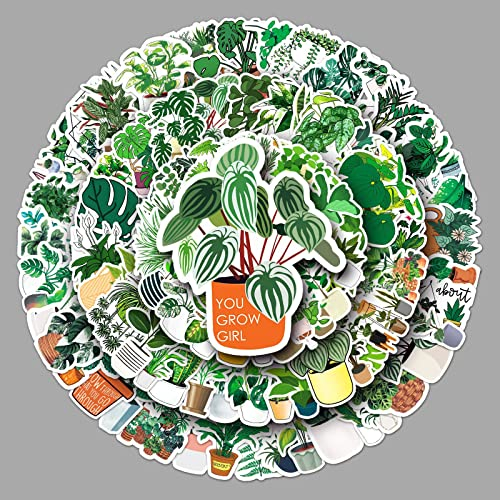 AUCEKO 100 Stück Grüne Pflanzen Aufkleber Pack Green Plant Sticker Set wasserdichte Vinyl Sticker für Laptop Kinder Autos Motorrad Fahrrad Skateboard Gepäck Koffer Computer Aufkleber Graffiti Decal