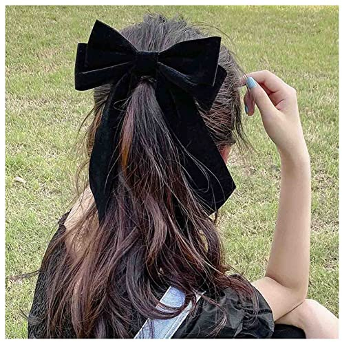 Dervivea Pinces À Cheveux Avec Noeud En Velours Vintage Pinces À Cheveux En Satin Noir Pinces À Cheveux Avec Noeud En Satin Pour Queue De Cheval Pinces À Cheveux Accessoires Décoratifs Pour Coiffure