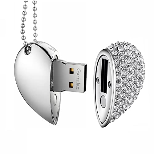 GARRULAX USB-Flash-Laufwerke, 32 GB Form Herz Diamant High Speed USB 3.0 Flash Datenspeicher-Laufwerk Memory Pen Stick Flash Disk Pendrive (Silber)