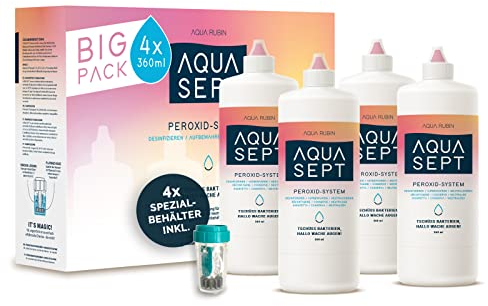 Aqua SEPT Peroxid 4x360ml Kontaktlinsenreiniger mit Behälter