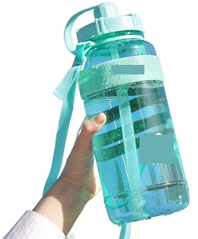 Bouteille d'eau de sport, bouteille de boissons de sport, bouteille d'eau de grande capacité en plastique de forme physique avec paille bouteille de boisson de vélo d'escalade en plein air bouteille d