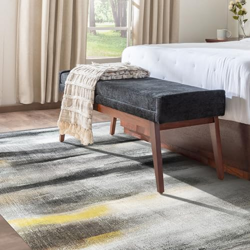 Vamcheer Alfombras de Salon Grandes - Alfombra Habitacion Modernas Lavable Lavadora,Alfombra Dormitorio Antideslizantes, Alfombra Pelo Corto Niña,Matrimonio,Cocina,Interior,Oro/Negro,120x170