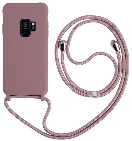 Keteen Collier pour Samsung Galaxy S9 Coque Silicone Liquide Bumper Housse Galaxy S9 Lanière avec Cordon Réglable Longueur Chaîne Lanyard Case Housse Étui pour Samsung S9, Or Rose
