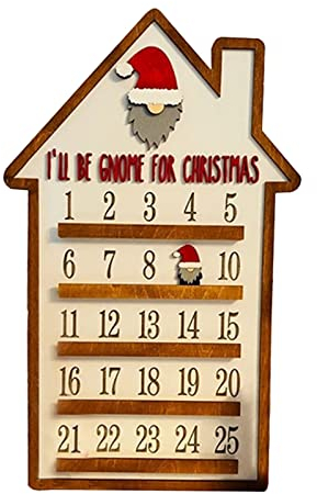 Weihnachtskalender 2023 Holz Kreativer Weihnachtsdeko Hängende Weihnachtsmann Countdown Weihnachtskalender Kinder Mode Adventskalender 2023 Deko Wohnzimmer (Khaki, One Size)