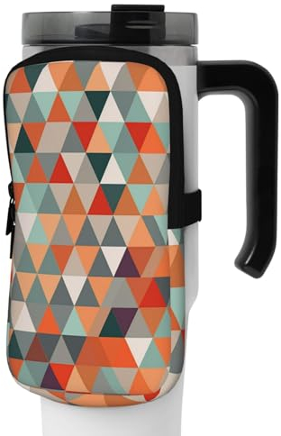 OUSIKA Triangles Patterns Print Water Bottle Pouch Tumbler Pouch Bag Handheld Sports Drink Bottle Accessories Bag Zipper Pouch Belt Bag for Men Women, Schwarz , S