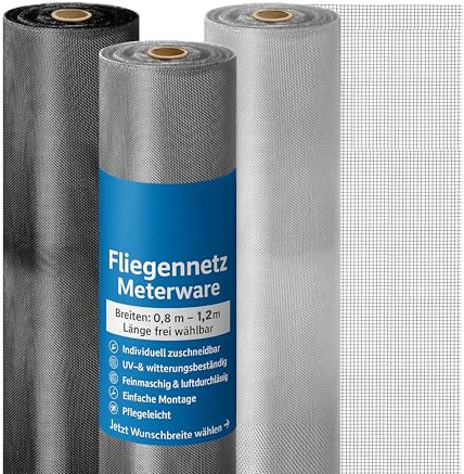 Onpira® Edelstahl Fliegennetz Meterware 80 cm – Silber oder Schwarz – Rostfrei & Reißfest – Katzensicherer Insektenschutz für Fenster & Türen – Zuschneidbar & Witterungsbeständig