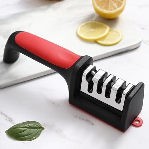 SIGANDG Affilacoltelli Professionale, 4 in 1 Affila Coltelli da Cucina,Affilacoltelli Manuale a 4 fasi,Accessori per Coltelli da Cucina