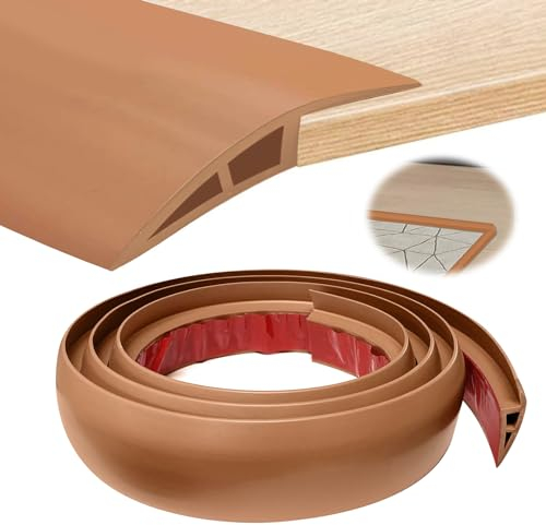 2M * 5cm Soglia di Dislivello Pavimento in PVC Autoadesiva, Profilo di Transizione Pavimento per Dislivello di 5-10mm, Listelli di Collegamento a Pavimento per Pavimenti Parquet Laminato (Marrone)