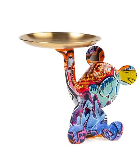 Coniuty Keychain Bowl Tray Home Decor, Resin Animal Bear Sculpture Decorative Statue for Office, Living Room, Bedroom, Accessory Storage Tray for Entryway Table (Type B)