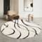 Freyamy Teppich Rund 120cm Weiß Schwarz Streifen Linie Teppiche Modern Designer für Wohnzimmer Outdoor Teppich Rund Dekorative Schlafzimmer Kurzer Plüsch Terrassen Runder Haustierteppich