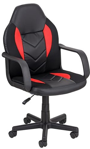 Baroni Home Sedia da Gaming in Acciaio e Soft Foam, Poltrona da Gioco Ergonomica con Ruote Girevoli e Altezza Regolabile, Sedia da Scrivania per Adulti Facile da Montare, 56x50x106 cm, Rosso