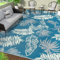 Falflor 180x270cm Outdoor Reversible Rug Waterproof Outdoor Patio Rug Plastic Large Floor Mat Lightweight Outdoor Rug Carpet Plastic Straw Rug for Camping Deck RV Backyard Picnic(Multi-Blue)