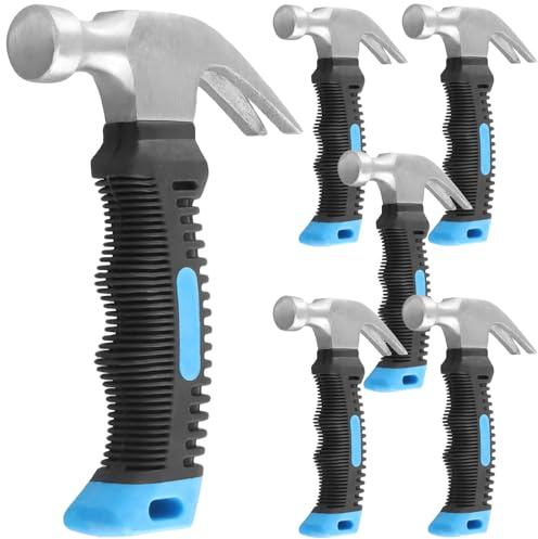 FUNSUEI 6 PCS 8 oz Mini Claw Hammer, Carbon Steel Small Hammers | for DIY, Home Office, Camping & Crafts