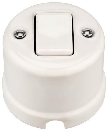 Interrupteur croisé rétro en porcelaine tout-en-un - Série QR1 - Blanc