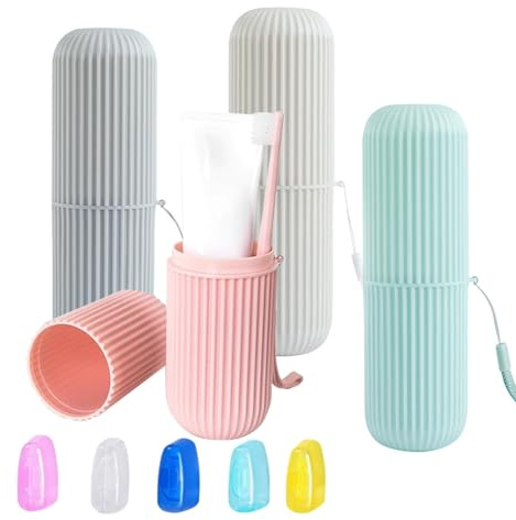 SEPWGUMD Porta Spazzolino da Viaggio Set - 4* Custodia Spazzolino + 5* Copri Spazzolino, Elementi Essenziali da Viaggio, Bicchieri in Plastica per Spazzolino e Dentifricio, per Spazzolino Elettrico
