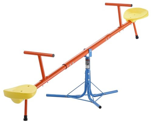 VEVOR Kids Seesaw, 100 lbs Load Capacity per Seat, Sit and Spin Teeter Totter with 3-prong Support Legs, Kids Outdoor Playground Equipment, Swiveling 360 Degrees Rotating for Children Aged 3+