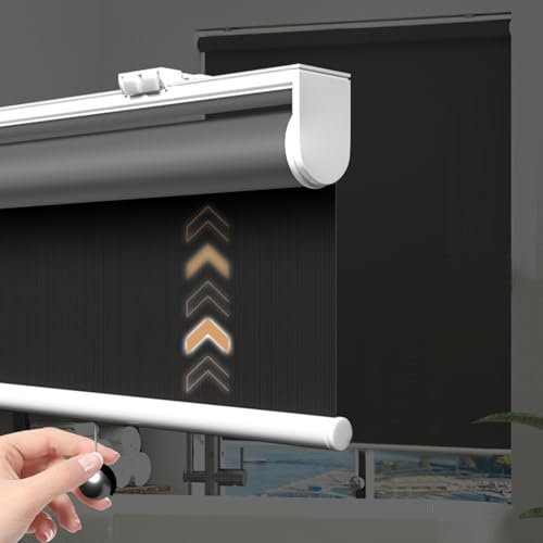 Tenda a rullo elettrica per finestre, tende automatiche a molla per ufficio e soggiorno, privacy e isolamento, grigio scuro, dimensioni personalizzate (75 cm x 250 cm), tenda oscurante